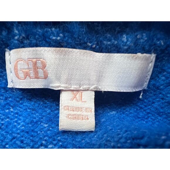 Gianni Bini GB Womens XL Solid Knit Crew Neck Blouson Sleeve Sweater Blue - Picture 3 of 10